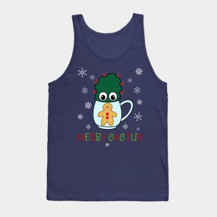 Merry Cactus - Small Cactus With Red Spikes In Christmas Mug Tank Top